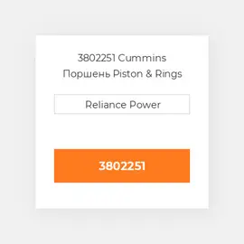 3802251 CUMMINS Поршень комплект PISTON CLIPS & RINGS