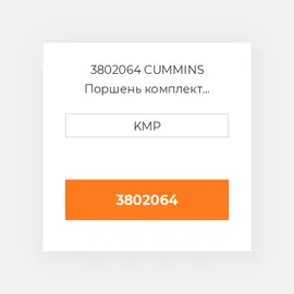 3802064 CUMMINS Поршень комплект PISTON CLIPS & RINGS 1.00MM