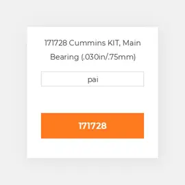 171728 Cummins KIT, Main Bearing (.030in/.75mm) Ремкомплект