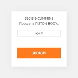 3801819 CUMMINS Поршень PISTON BODY C/W CLIPS (3048808)